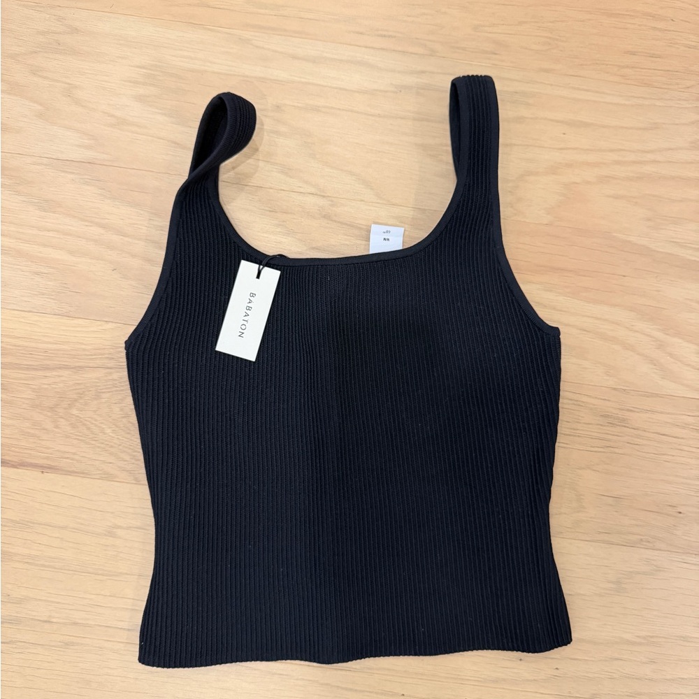 Babaton Black Ribbed Tank Top